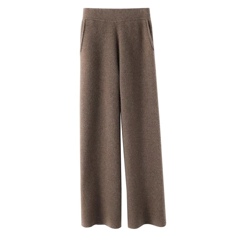 Wide Leg Pants Women's Knit High Waisted Soft Pockets Seamless Cashmere - Image 7
