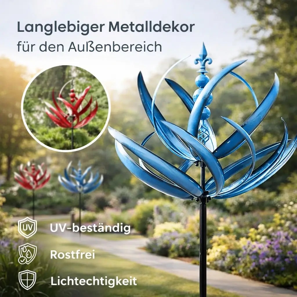 Wind Spinner Metal Garden Stake with Lotus Flower Design and 360 Degree Rotation Yard - Image 6