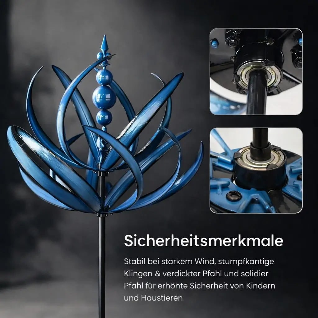 Wind Spinner Metal Garden Stake with Lotus Flower Design and 360 Degree Rotation Yard - Image 9