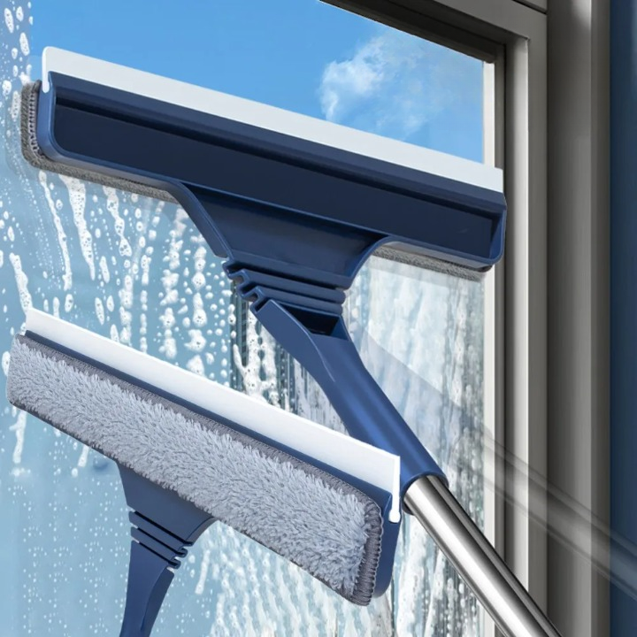 Window Squeegee and Microfiber Cleaner with Telescopic Handle for Streak-Free Cleaning - Image 1