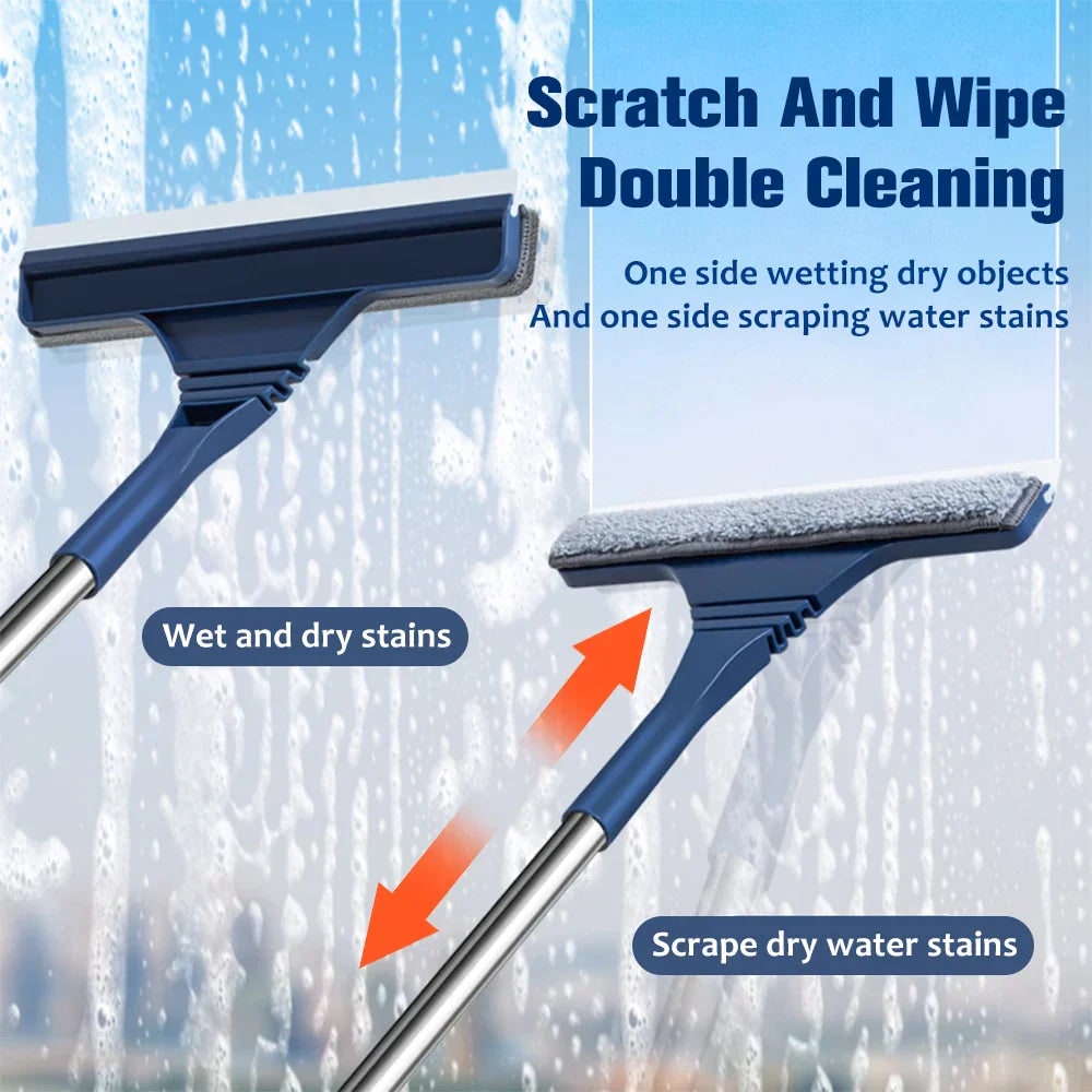Window Squeegee and Microfiber Cleaner with Telescopic Handle for Streak-Free Cleaning - Image 2