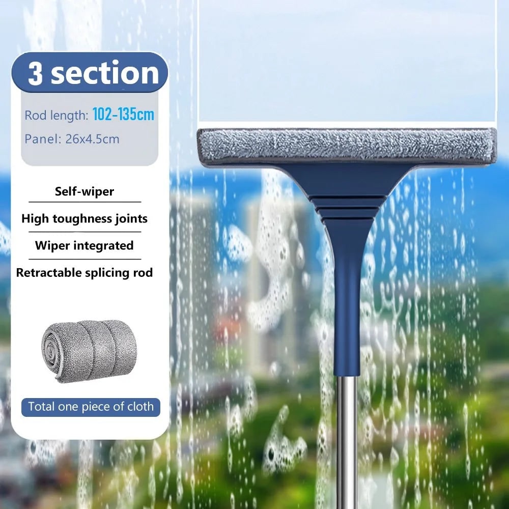 Window Squeegee and Microfiber Cleaner with Telescopic Handle for Streak-Free Cleaning - Image 9