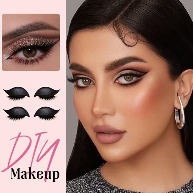 Winged Eyeliner Stickers with False Lashes and Glitter Eyeshadow - Image 2