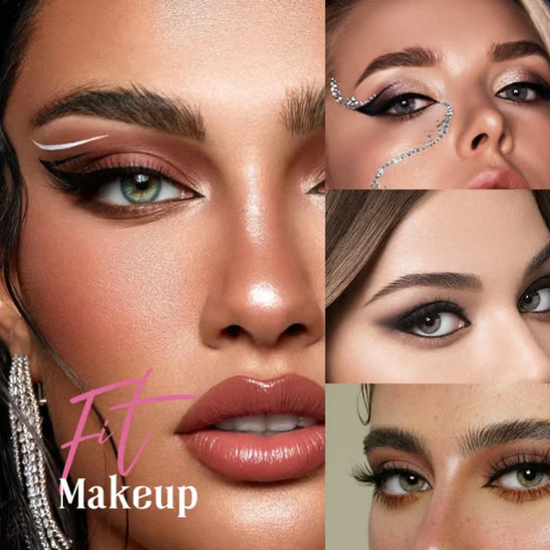 Winged Eyeliner Stickers with False Lashes and Glitter Eyeshadow - Image 3