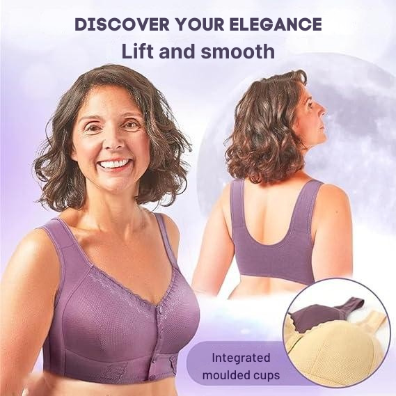 Wireless Front Closure Bra Seamless Molded Cups Wide Band - Image 1