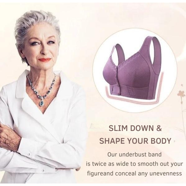 Wireless Front Closure Bra Seamless Molded Cups Wide Band - Image 5
