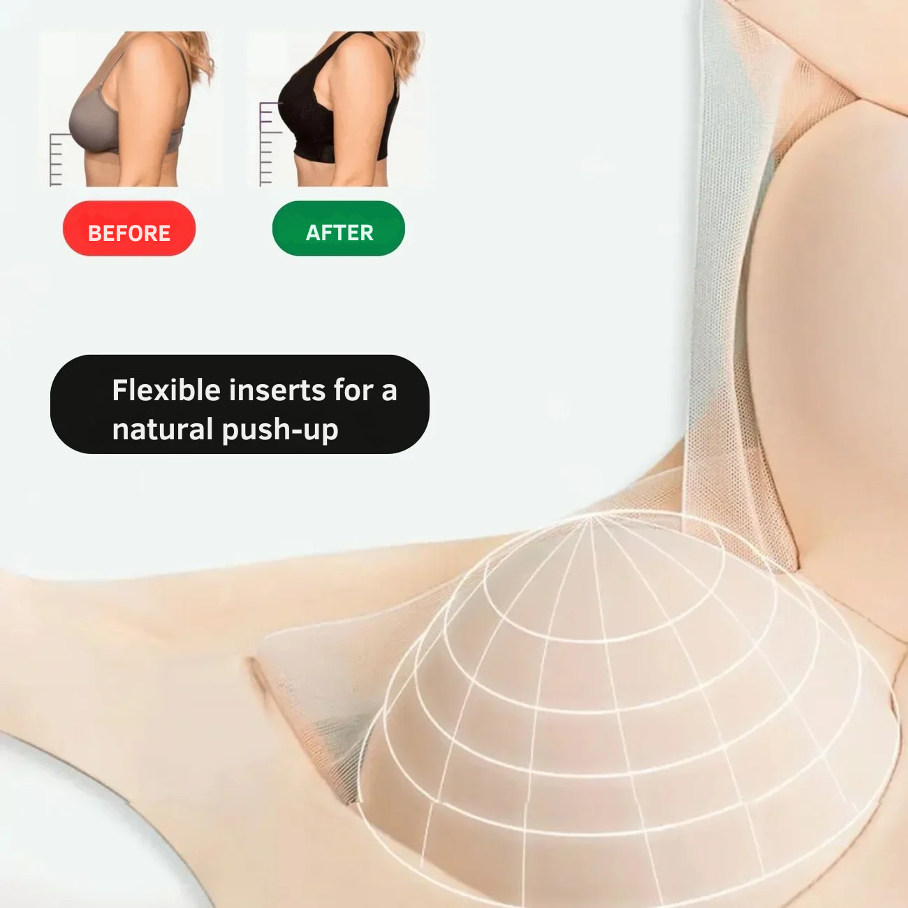 Wireless Push Up Bra Comfort Seamless Mesh Removable Pad Wide Strap No Wire - Image 2