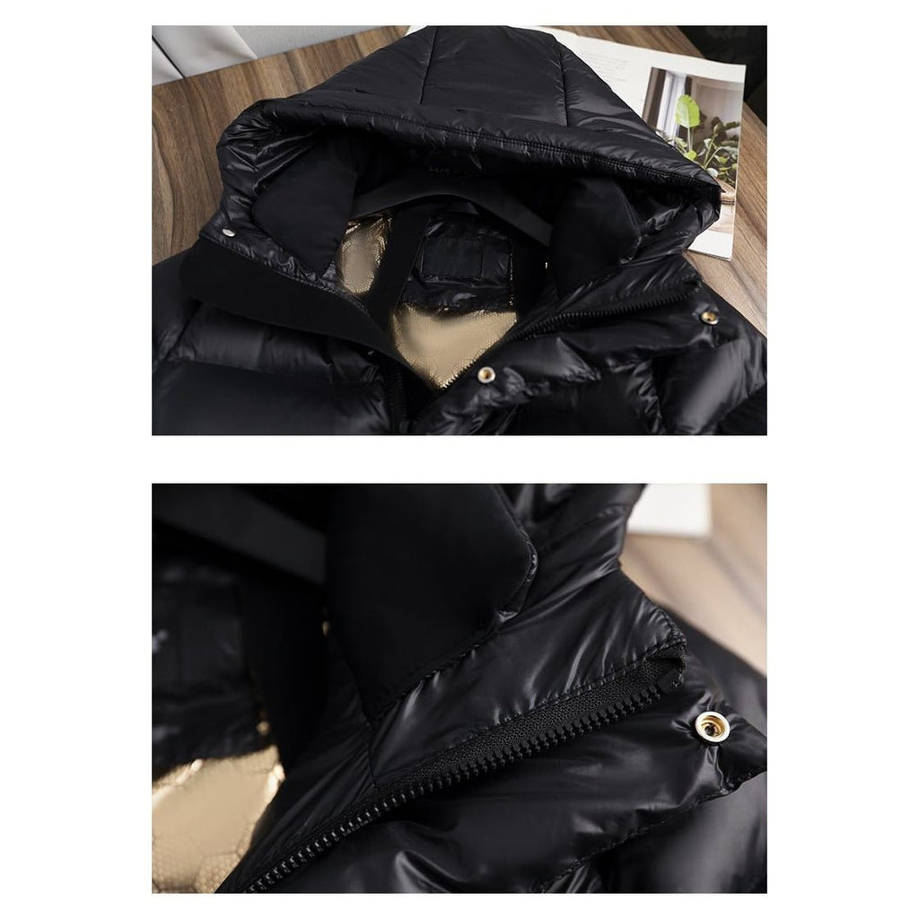 Women's Black Puffer Coat Long with Hood Water-Resistant Quilted Winter Jacket - Image 10