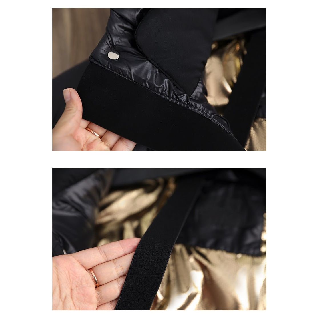 Women's Black Puffer Coat Long with Hood Water-Resistant Quilted Winter Jacket - Image 11