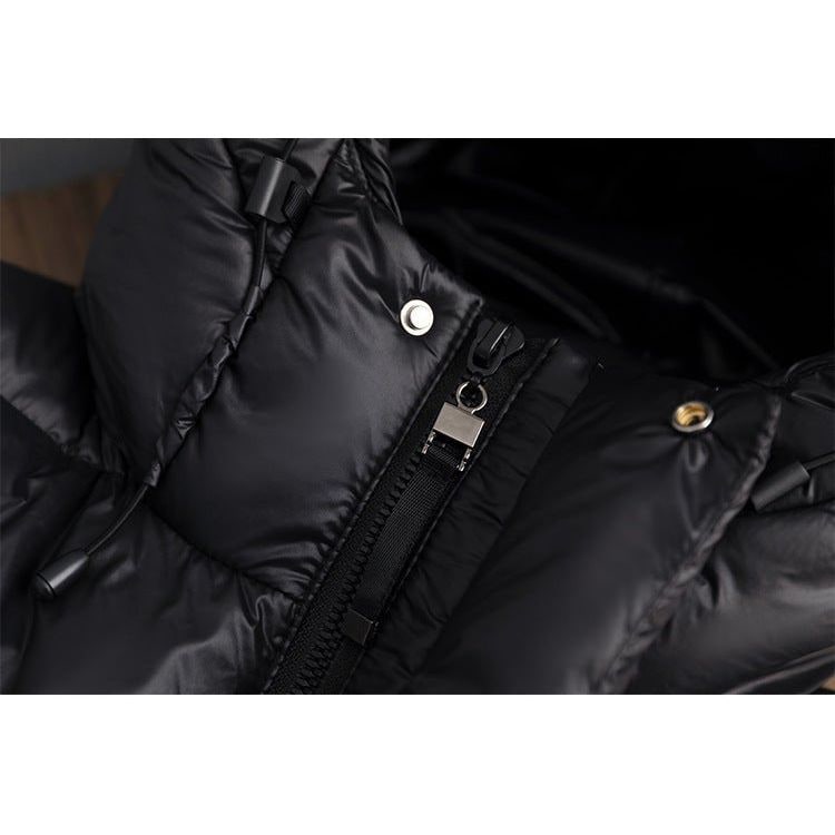 Women's Black Puffer Coat Long with Hood Water-Resistant Quilted Winter Jacket - Image 12