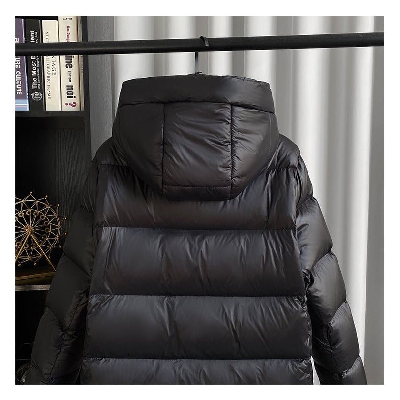 Women's Black Puffer Coat Long with Hood Water-Resistant Quilted Winter Jacket - Image 3