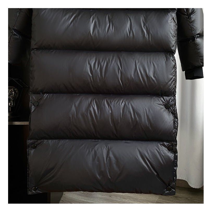 Women's Black Puffer Coat Long with Hood Water-Resistant Quilted Winter Jacket - Image 4