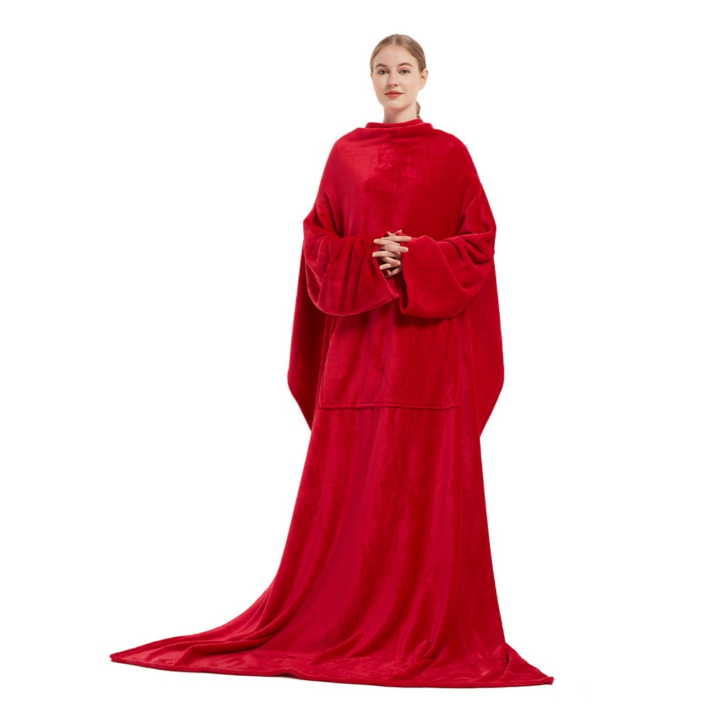 Women's Blanket with Sleeves Wearable Fleece Robe with Front Pocket and Long Oversized Fit - Image 8