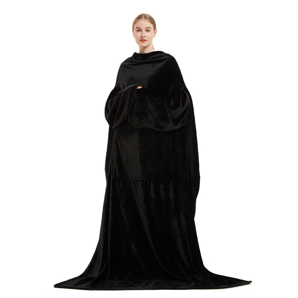Women's Blanket with Sleeves Wearable Fleece Robe with Front Pocket and Long Oversized Fit - Image 9