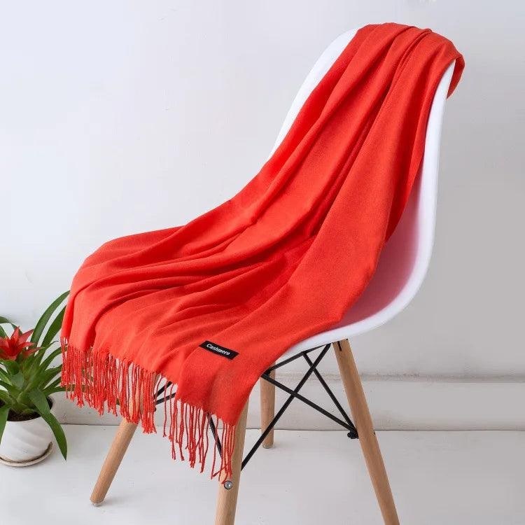 Women's Cashmere Scarf Wrap with Fine Knit Texture and Twisted Fringe - Image 11