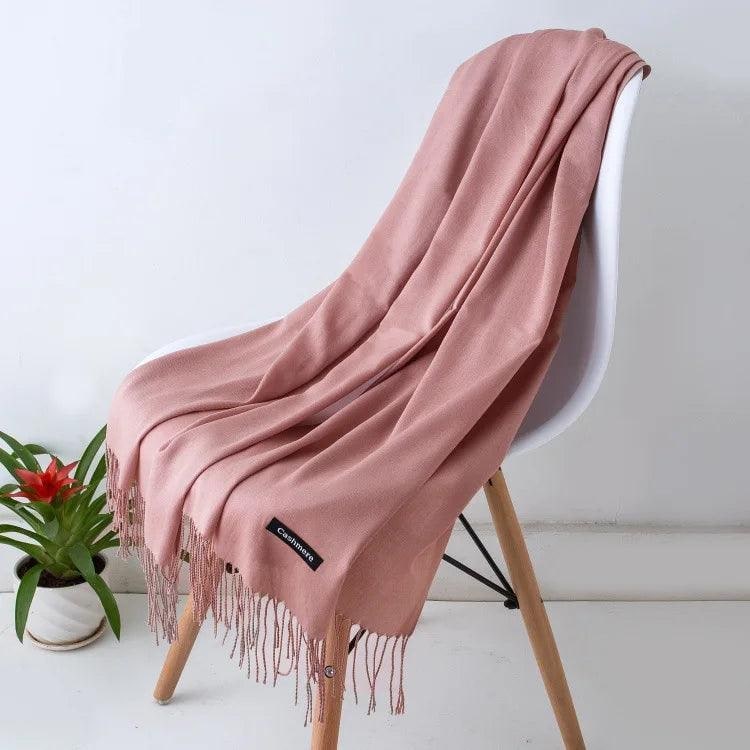 Women's Cashmere Scarf Wrap with Fine Knit Texture and Twisted Fringe - Image 13