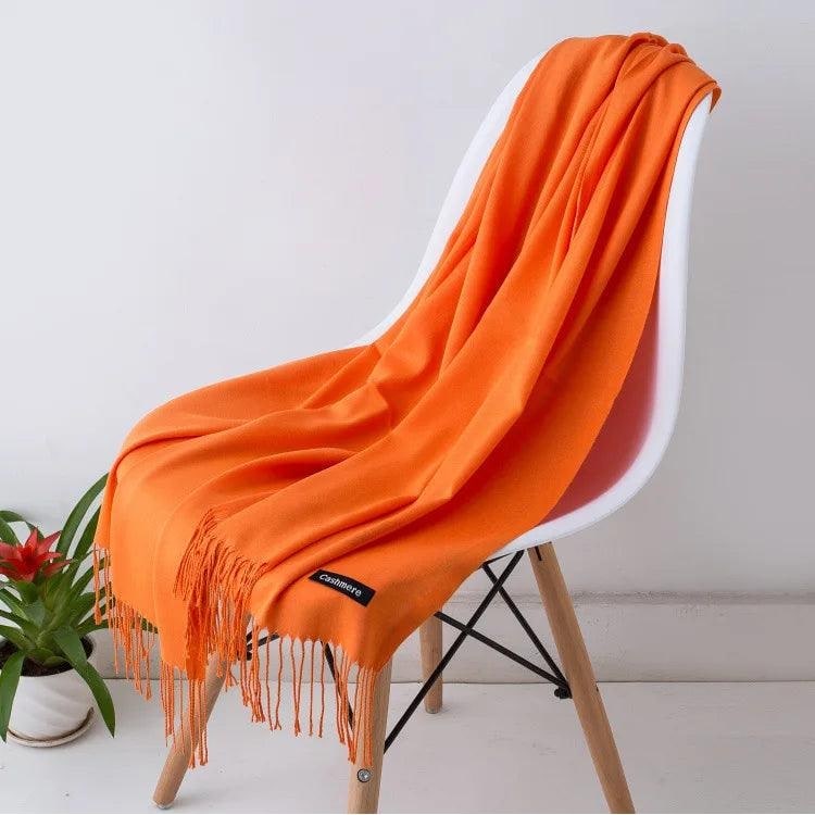 Women's Cashmere Scarf Wrap with Fine Knit Texture and Twisted Fringe - Image 17