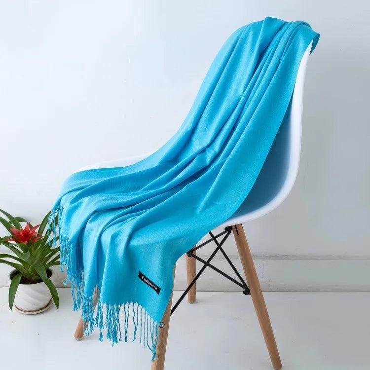 Women's Cashmere Scarf Wrap with Fine Knit Texture and Twisted Fringe - Image 20