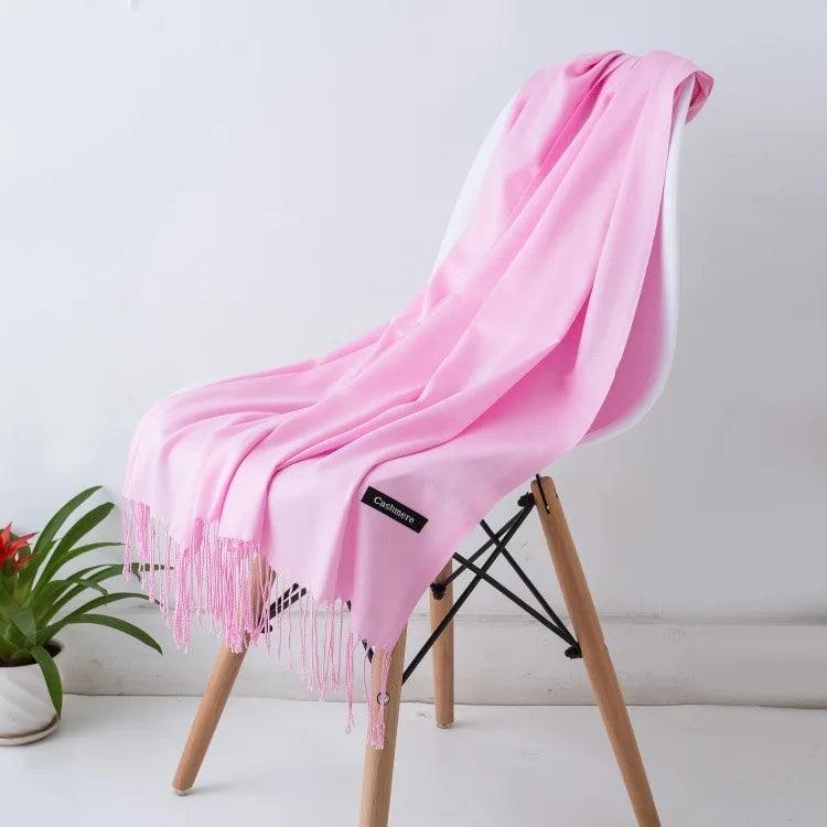 Women's Cashmere Scarf Wrap with Fine Knit Texture and Twisted Fringe - Image 21