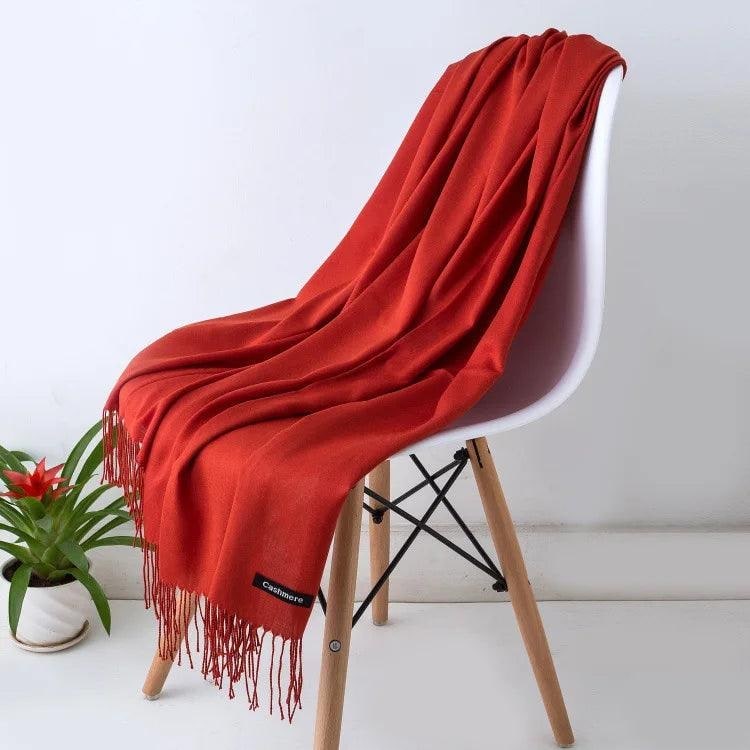 Women's Cashmere Scarf Wrap with Fine Knit Texture and Twisted Fringe - Image 24