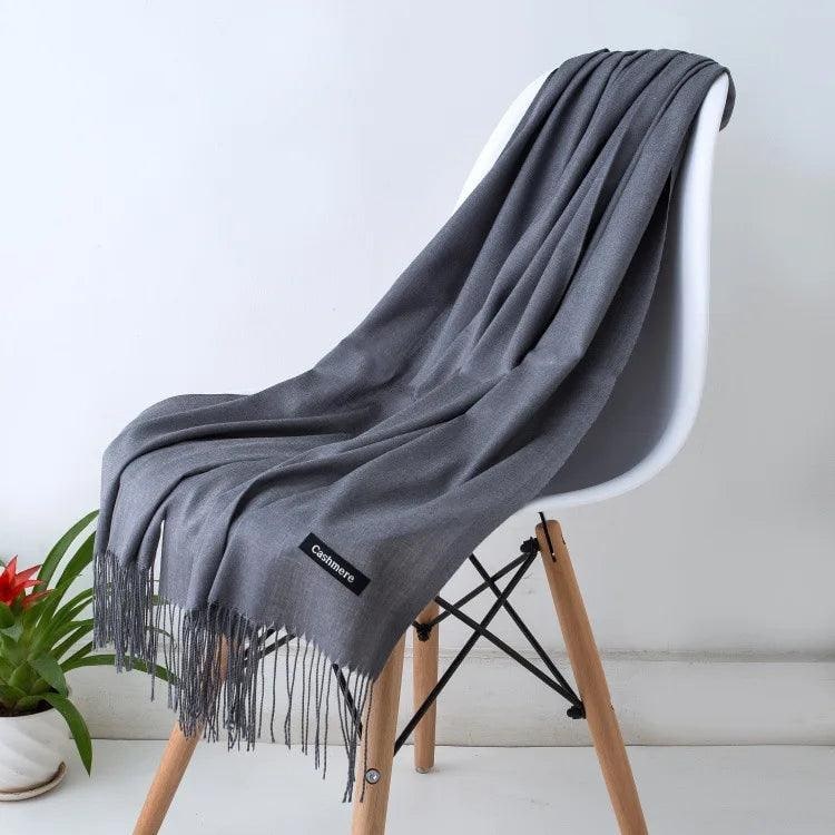 Women's Cashmere Scarf Wrap with Fine Knit Texture and Twisted Fringe - Image 26