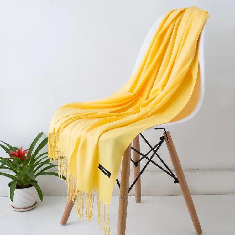 Women's Cashmere Scarf Wrap with Fine Knit Texture and Twisted Fringe - Image 27