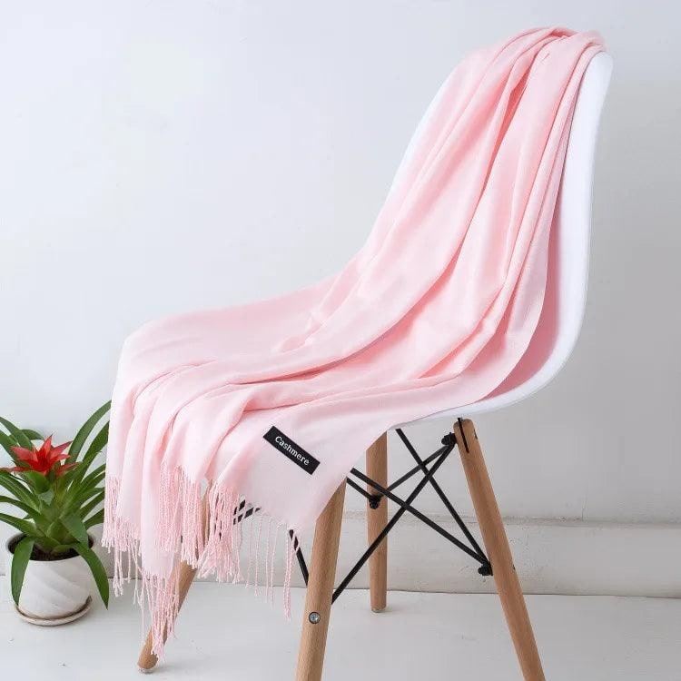 Women's Cashmere Scarf Wrap with Fine Knit Texture and Twisted Fringe - Image 28