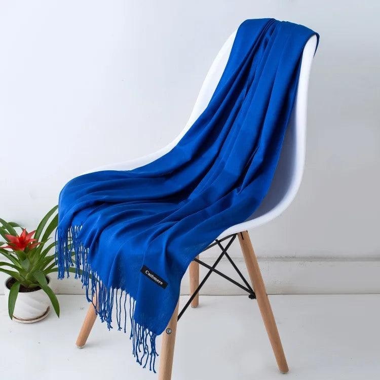 Women's Cashmere Scarf Wrap with Fine Knit Texture and Twisted Fringe - Image 30