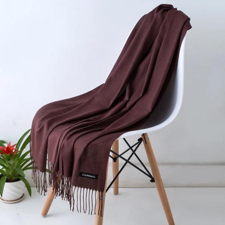 Women's Cashmere Scarf Wrap with Fine Knit Texture and Twisted Fringe - Image 32