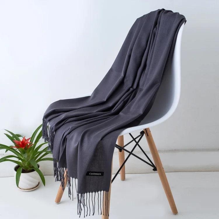 Women's Cashmere Scarf Wrap with Fine Knit Texture and Twisted Fringe - Image 33