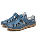 Women's Closed Toe Sandals Comfortable Cutout Walking Leather Flat Heel Strap Summer - Image 1