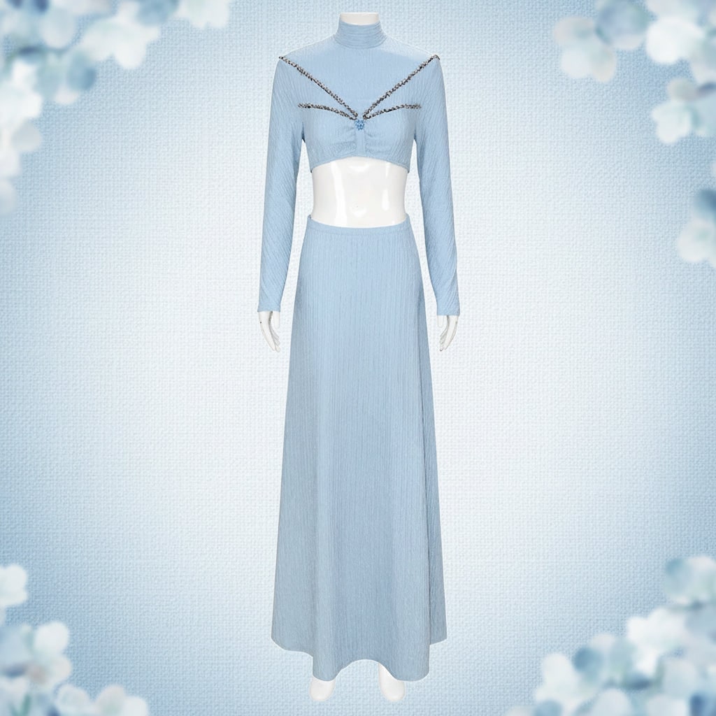 Women's Halloween Cosplay Princess Costume Dress with Satin Cape and Halter Neck for Fantasy Events - Image 3