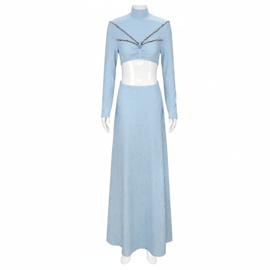 Women's Halloween Cosplay Princess Costume Dress with Satin Cape and Halter Neck for Fantasy Events - Image 4