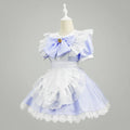 Women's Halloween French Maid Costume Dress with Apron and Puff Sleeves for Plus Size Party - Image 1