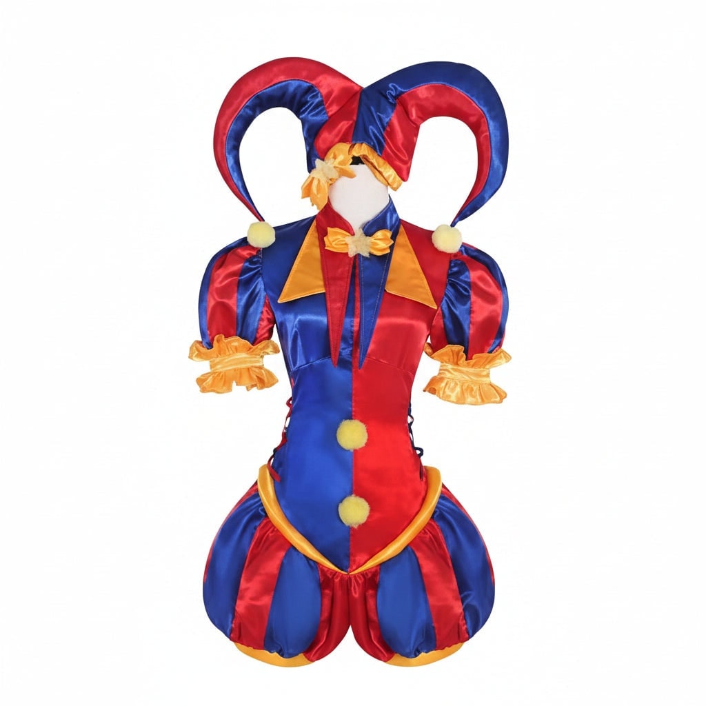 Women's Halloween Jester Costume Outfit with Hat and Gloves Medieval Renaissance Court Party - Image 2
