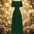 Women's Halloween Maxi Dress Off-Shoulder Boho Peasant with Smocked Waist Dresses - Image 1