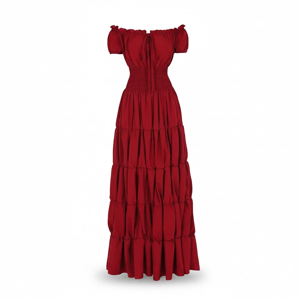 Women's Halloween Maxi Dress Off-Shoulder Boho Peasant with Smocked Waist Dresses - Image 12