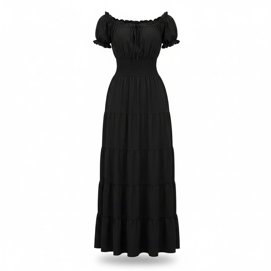 Women's Halloween Maxi Dress Off-Shoulder Boho Peasant with Smocked Waist Dresses - Image 4