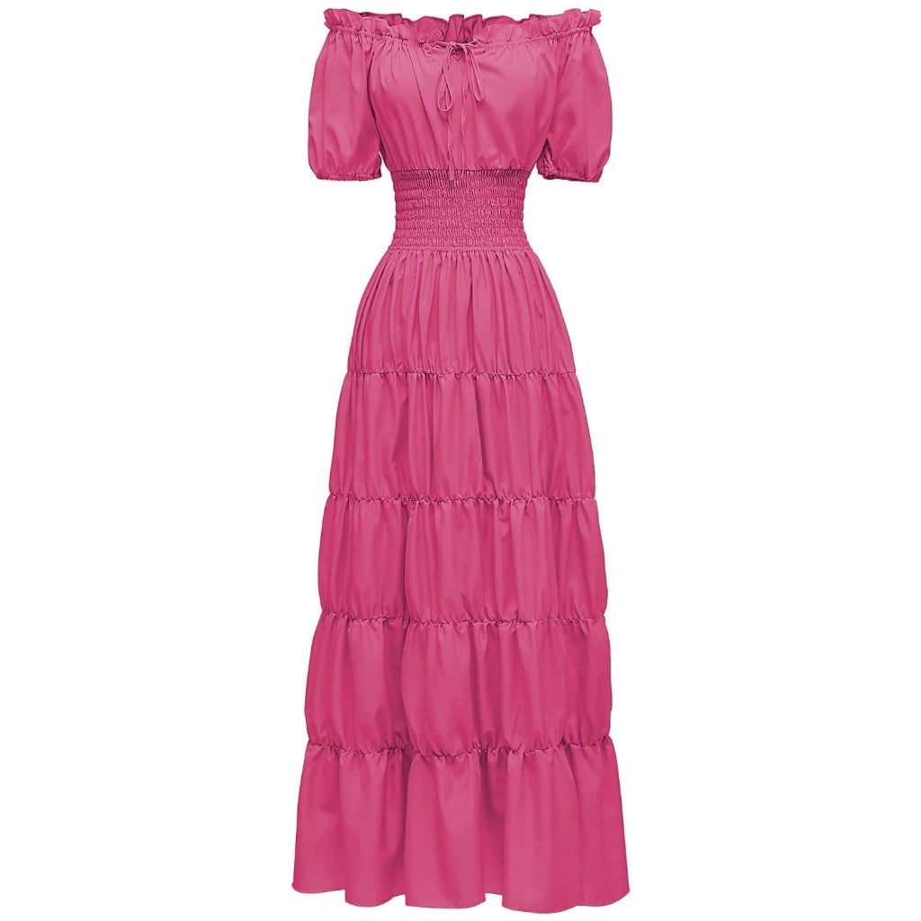 Women's Halloween Maxi Dress Off-Shoulder Boho Peasant with Smocked Waist Dresses - Image 7