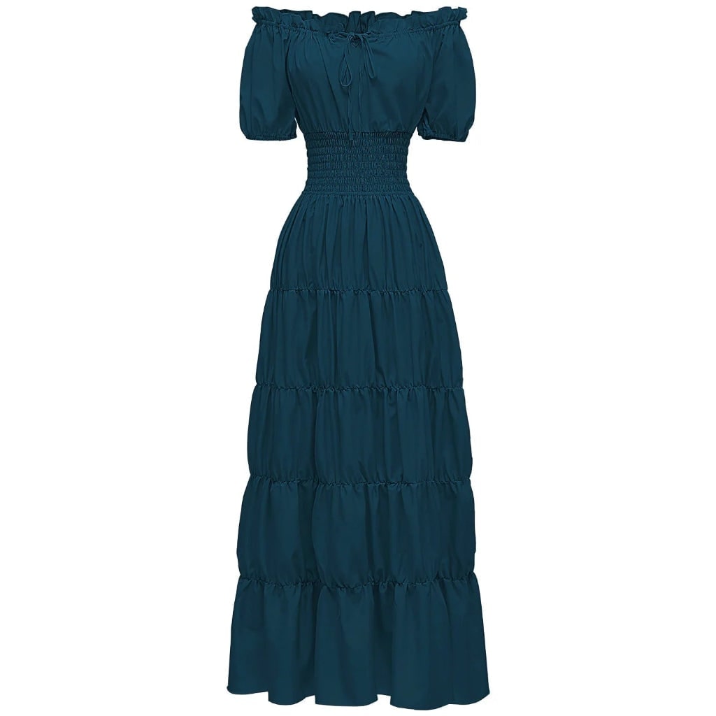 Women's Halloween Maxi Dress Off-Shoulder Boho Peasant with Smocked Waist Dresses - Image 9