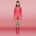 Women's Halloween Superhero Costume Cosplay Bodysuit with Cape and Gloves for Party - Image 1