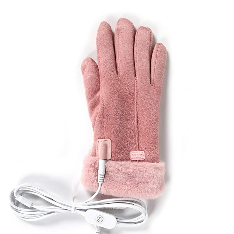 Women's Heated Gloves with Rechargeable Battery Faux Fur Cuffs and Fleece Lining - Image 1