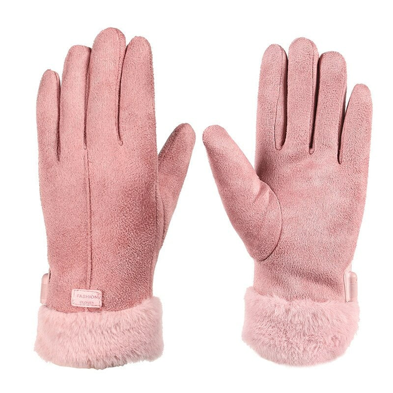 Women's Heated Gloves with Rechargeable Battery Faux Fur Cuffs and Fleece Lining - Image 5