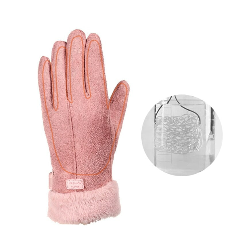 Women's Heated Gloves with Rechargeable Battery Faux Fur Cuffs and Fleece Lining - Image 7