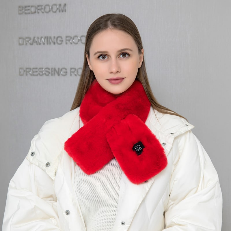 Women's Heated Scarf and Neck Wrap with Faux Fur USB Electric Warming Pad Three-Gear Temperature Control - Image 9
