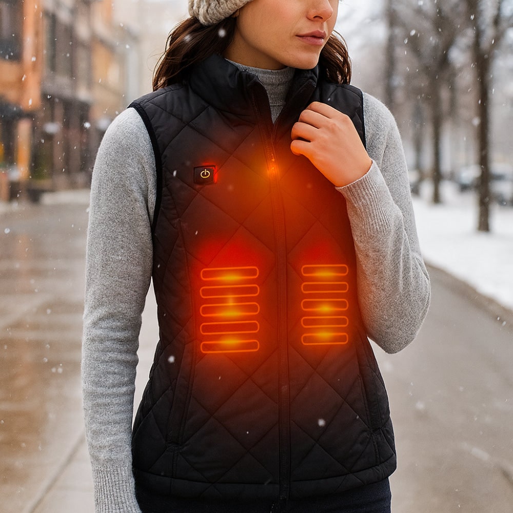 Women's Heated Vest with Electric Quilted Design and Stand Collar for Lightweight - Image 1