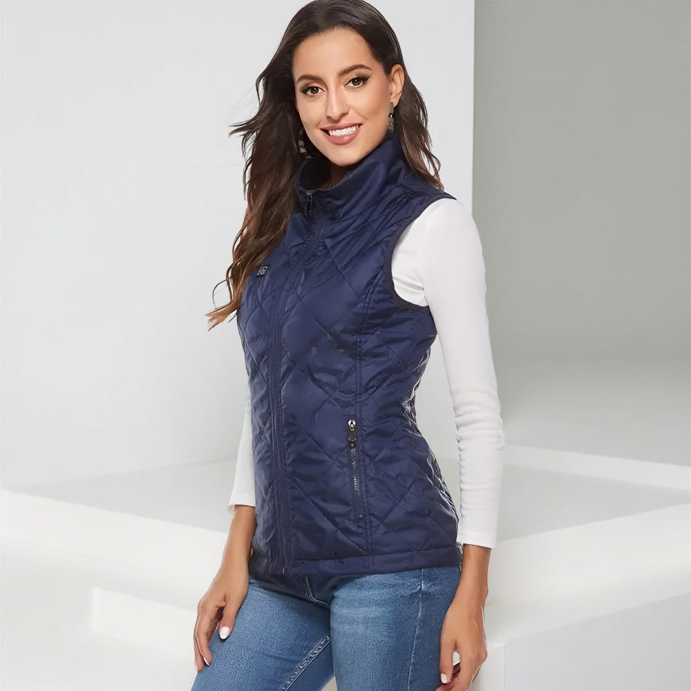 Women's Heated Vest with Electric Quilted Design and Stand Collar for Lightweight - Image 3