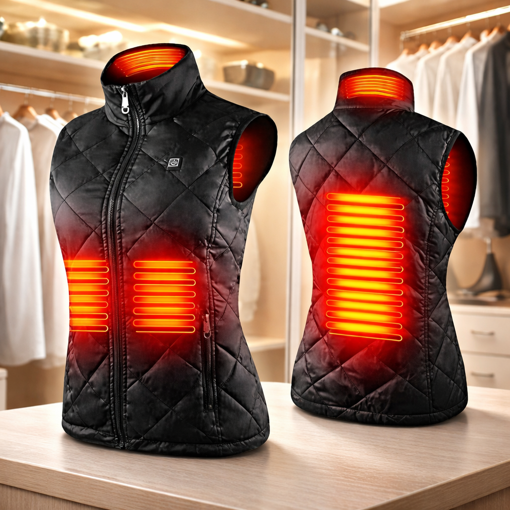 Women's Heated Vest with Electric Quilted Design and Stand Collar for Lightweight - Image 4