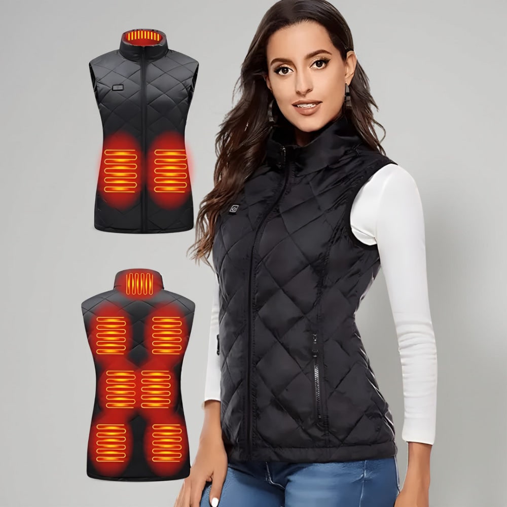 Women's Heated Vest with Electric Quilted Design and Stand Collar for Lightweight - Image 7
