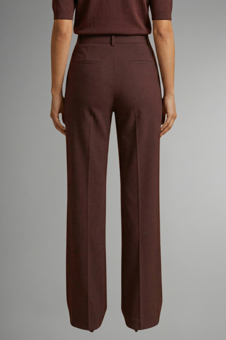 Women's High-Waisted Wide Leg Pants with Tailored Fit and Button Closure - Image 4